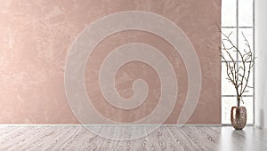 Interior background of room with pink wall 3d render