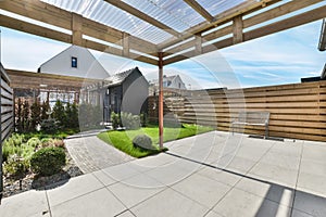 Interior of the backyard of the house, cozy patio