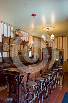 Interior of bar in the style of the Wild West, California, USA