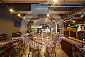 Interior of bar with wooden