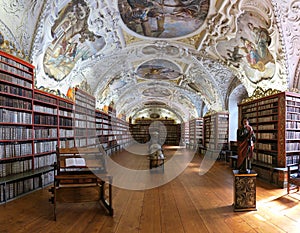 Interior of a baroque library in the Strahov Monastery in Prague