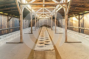 Interior of barrack in Auschwitz Birkenau concentration camp, Poland