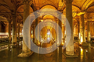 Interior of the Basilica Cistern, Yerebatan Sarayi, Istanbul Turkey photo