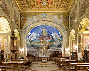 Interior of the basilica of Cosmas and Damian (Santi Cosma e Damiano) in Rome