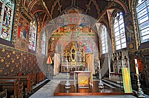 Interior of Basilica of the Holy Blood in Bruges, Belgium