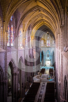 Interior of the Basilica of the National Vow in Quito, Ecuador