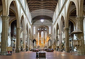 The interior of the Basilica of Santa Croce in Florence, Italy
