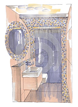 The interior of the bathroom