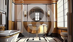 Interior of the bathroom in a classic style. 3d render