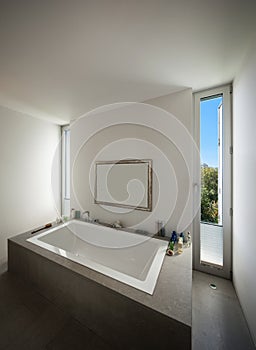 Interior bathroom, modern bathtub
