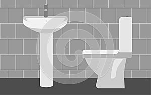 Interior bathroom toilet side view