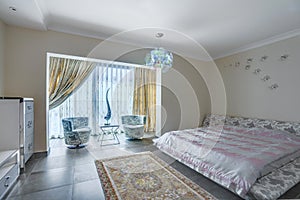 Interior of a bedroom in a luxurious villa