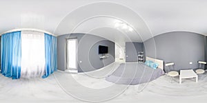 Interior of bedroom. Modern minimalism style bedroom interior in monochrome tones