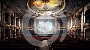 Interior of big hall in luxury classic theater