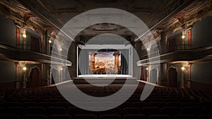 Interior of big hall in luxury classic theater