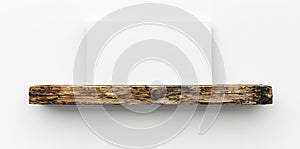 An interior with a blank canvas on an elevated wooden platform. 3D rendering