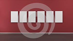 Interior with blank picture frames 3d render