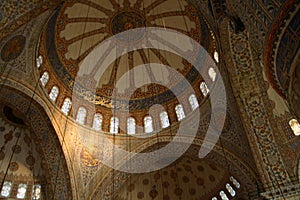 Interior of Blue Mosque, Istanbul Turkey