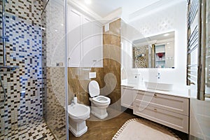 Interior of a bright bathroom in a house or apartment.