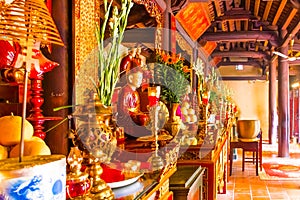 Interior of the Buddhist Temple Tran Quoc Pagoda, Symbol of Hanoi, Vietnam