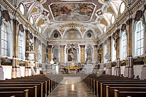 Interior of the Buergersaalkirche, Citizen\'s Hall Church at Munich, Germany. It was built in 1709