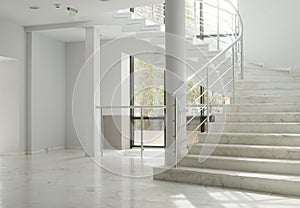 Interior of a building with white walls