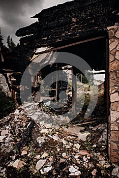 Interior of a burnt fire home