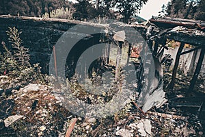 Interior of a burnt fire home