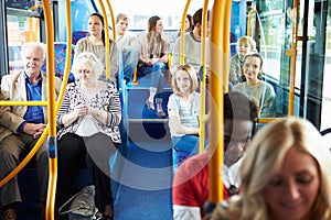 Interior Of Bus With Passengers