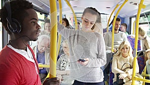 Interior Of Bus With Passengers