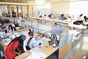 Interior Of Busy Modern Open Plan Office