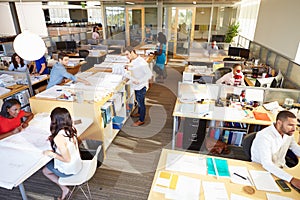 Interior Of Busy Modern Open Plan Office