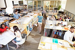 Interior Of Busy Modern Open Plan Office