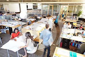 Interior Of Busy Modern Open Plan Office