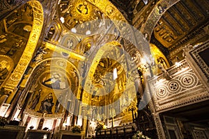 Interior of the Capella Palatina Chapel inside the Palazzo dei Normanni in Palermo, Sicily, Italy