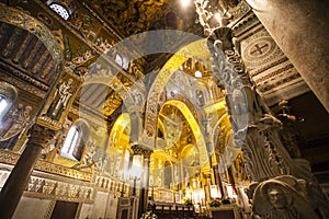 Interior of the Capella Palatina Chapel inside the Palazzo dei Normanni in Palermo, Sicily, Italy