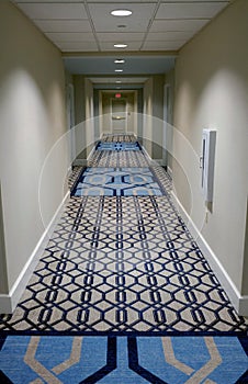 Interior Carpeted Hotel Hallway