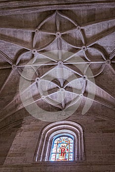 Interior of Cathedral of the incarnation, detail of vault formed by pointed arches, unique nature of fortress built in the 16th