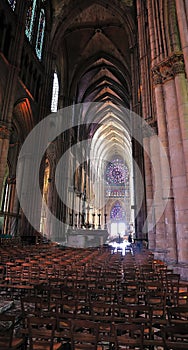 Interior of a cathedral in Reims.
