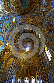 Interior of the Cathedral of the Resurrection of Christ in Saint Petersburg, Russia. Church of the Savior on Blood