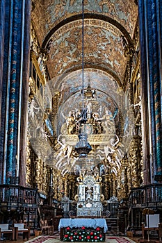 interior of the cathedral of Santiago de Compostela, Galicia in Spain