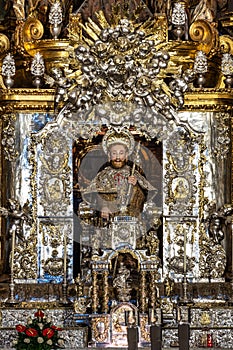 interior of the cathedral of Santiago de Compostela, Galicia in Spain