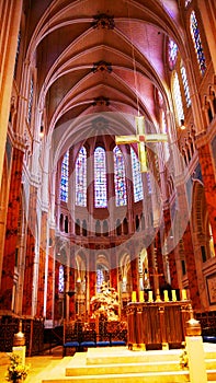 Interior of the Catholic Cathedral Notre-Dame de Chartres in Eure-et-Loir France