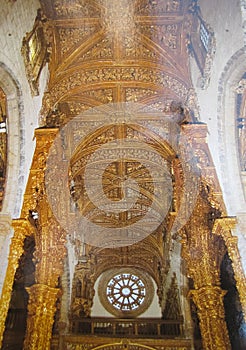 interior of a Catholic church in Porto, Portugal.