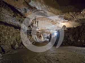 The interior of the cave geophysical on the Ai-Petri plateau, Crimea