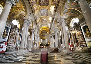 Interior and ceiling of the Baroque church of Santa Maria delle Vigne photo