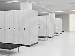 Interior of changing room in the gym, 3d rendering