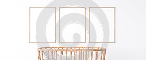 Interior of the child room. sleeping place for newborn. Mock up frame