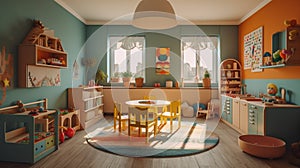 Interior of a children\'s room in a kindergarten