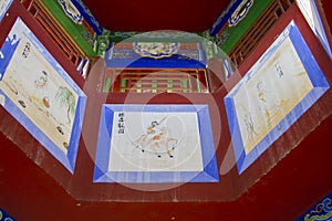 Interior of Chinese pavilion tower architecture